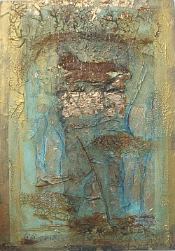 COPPER GOLD AND RUST   21x30 cm on wood