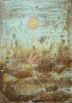 COPPER GOLD AND RUST II 21x30 cm on wood